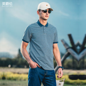 Enjeolon | Áo Polo Sọc Bằng Cotton Hoàn thiện Lụa cho Nam
