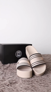 MICHAELA Effortless Striped Platform Sandal 5CM Breathable Knit Slides for Stroll Beach SH6522177 CL