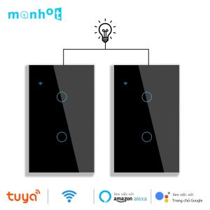 Tuya WiFi Công Tắc Thông Minh Tiêu Chuẩn Hoa Kỳ 1/2/3 Băng Đảng Cảm Biến Cảm Ứng LED Đèn Cầu Thang Interruptor Điều Khiển 2 Chiều Google Trợ Lý Kính Tương Thích Bảng Điều Khiển