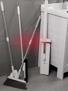 Wall-Mounted Broom and Mop Holder Bathroom Storage No-Drill Strong Adhesive Fixation