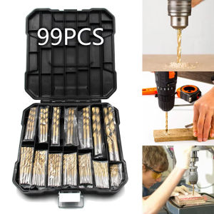 99 Chiếc HSS Bộ Mũi Khoan Xoắn Chống Rỉ Sét Titan Tròn Cho Gỗ Và Kim Loại Dụng Cụ Khoan Lỗ Bảo Vệ Mài Mòn