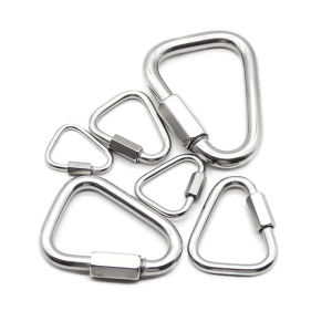 304 Stainless Steel Quick Links Carabiner Locking Clips with Screw Nut Triangle Heavy Duty Chain Connector Hook Hardware Tool