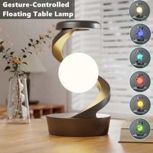 Creative Table LampLED 360° Rotating Night Light With Wireless Charger Cordless Desk Lamp Rechargeable LED Levitating Night Light For Living Room