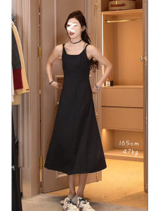 Donna Womens Sweet Style Belted Strap Dress Versatile Slimming Midi Skirt High Waist A-Line Long Sleeve Korean Style Dress