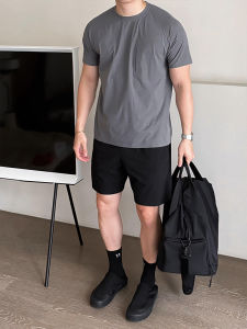 Black American Style Quick Dry Shorts Men Summer Thin Outdoor Running Sports Ice Silk Fitness Golf Quarter Pants Straight Leg