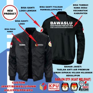 Jaket Bomber Bawaslu Panwaslu KPU PPS PPK Bahan Taslan Anti Air Premium