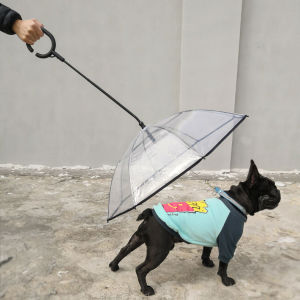 Export Transparent Pet Umbrella Dog C- Type Umbrella Pet Supplies Adjustable Dog Walking in Rainy Days Hand Holding Rope Small Size Dogs
