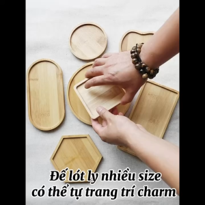 Đế Lót Ly Gỗ – 5 Kiểu Hình (Tròn/Tim/Hoa/Vuông/Lục Giác) – Có Thể Đính Charm LIM DIY