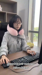 (SG) Ultimate Travel Neck Pillow | U-Shape Memory Foam Foldable & Hygienic for Flight & Car Comfort