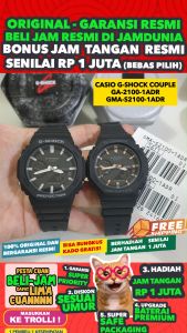 CASIO COUPLE ORIGINAL - CASIO Pria G-Shock GA-2100-1A1DR -with- Wanita Baby-G GMA-S2100-1ADR JD18 Jam Tangan Pasangan Cowok Cewek Gshock GA 2100 1A1with BabyG GMA S21 # G SHOCK BABY G # + CASIO GA-2100 2100 GA2100 Seri GA 2100 1A1 & BGMA S2100 1