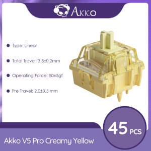 Akko V5 Pro Cream Yellow Switch 5 Pin 50gf Thocky Linear Switch Factory Lubed Compatible with Cherry MX Mechanical Keyboard