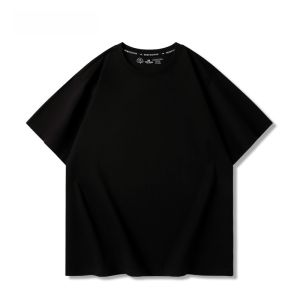 เสื้อยืดคอกลมแขนสั้นผ้าฝ้ายแท้ทรงหลวมสำหรับผู้หญิง ฤดูร้อน 2023 สีดำ ทรงหลวม แขนสั้น เทรนด์ใหม่ เสื้อยืดคอกลม