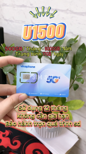 Sim Data 5G Vinaphone U1500 - Ưu Đãi 500GB/Tháng Tốc Độ Cao Chuyên Dùng Mạng - Không Nghe Gọi – Không Giới Hạn Thiết Bị Kết Nối - Trọn Gói 12 Tháng . FREESHIP – CHƯA KÍCH HOẠT
