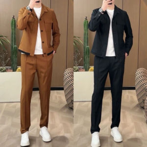 Fashionable Casual Sportswear Jacket Set for Men Autumn New Style Two-Piece Lazy Style Versatile Youth Long Sleeve Pants