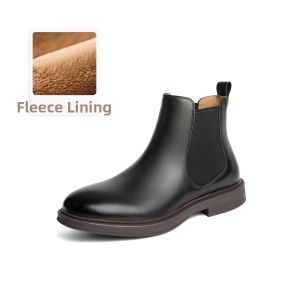 Belle | Mens Black Fleece-Lined Platform Chelsea Boots