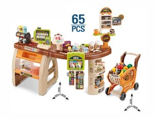 Tutusbaby Real Big Size Supermarket Pretend Play Toys with Shopping Cart & Electronic Scanner (65pc)