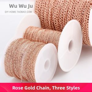Trendy Jewelry DIY Materials Copper Plated Real Gold Chain Color Retention Rose Gold Chain O-Link Extension Chain Accessories