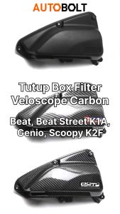 Tutup Box Filter Carbon Genio Scoopy eSP New K2F 2021 Beat Street K1A LED Deluxe New 2020 Cover Penutup Boks Saringan Hawa Udara Hitam Delux Light Premium Black Karbon