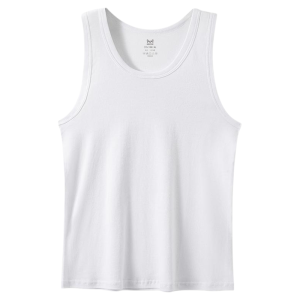MiiOW | Pure Cotton 100% Mens Tank Top Seamless Wide Shoulder Sleeveless Summer Base Layer Inner Wear Breathable Moisture Wicking