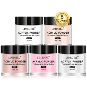 LIMEGIRL 5 Colors Nail  Acrylic Powder Professional Pink Clear White Nude Polymer For Nails Extension Salon Quality Fine Powder