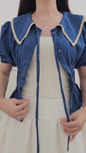 ORECCA - Ginny Top Atasan Collar Tangan Pendek Wanita