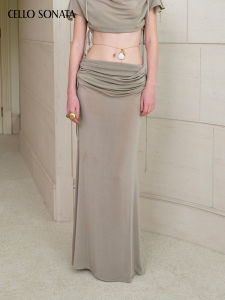 Cello Sonata | Spring Summer French Style Acetate Knitted Drawstring Half Skirt