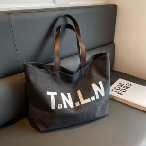 Casual Large Capacity Canvas Tote Bag Womens 2025 New Fashion Single Shoulder Bag for Class Commuting Handbag