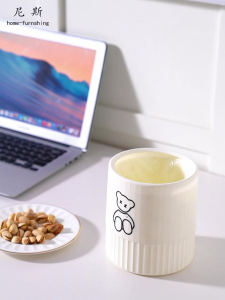 Nordic round Desktop Mini Garbage Can Bedroom Dining Table Cute Trash Can Table Box Makeup Box Household Waste Disposal