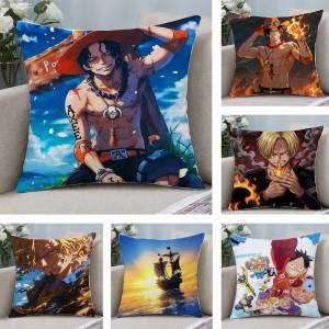 Bandai | One Piece Red Hair Shanks Anime Plush Pillow Cover Soft Short Plush Cushion Cover For Sofa Bedroom Home Decor Gift Decoration