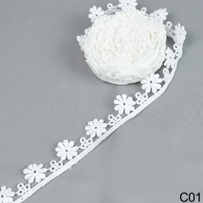 5 yard/lot White Lace Trim Cotton Embroidered Lace Ribbon Crochet Lace Fabric DIY Handmade Craft Clothes Sewing Accessories