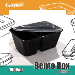 LuckyRich - Bento Box 2 - Division 25/50pcs 1000ml Plastic Food Container lunchbox with lid Cover