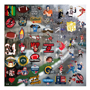 Sports Rugby UV Transfer Stickers Cartoon Helmet Car Decoration Sticker Outdoor Sun Protection Crystal Label