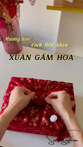[TẶNG TUA TUA] Khăn vải vuông họa tiết lá tre gói quà lễ hội truyền thống 70x70cm đa màu bao bì quà tặng cao cấp...