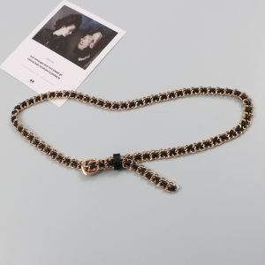 Fashion New Arrival Stylish Woven Patchwork Chain Decorative Pin Buckle Matching Denim Outwear Waist Chain Belt Womens Cool