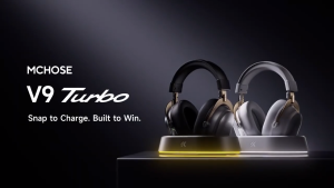 MCHOSE V9 Turbo+ Wireless Gaming Headset with RGB Magnetic Charging Base Station 60mm Dynamic Driver 7.1 Surround Sound 90° Swivel Ear Cups 2000mAh