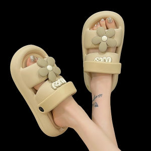 2025 New Womens Sandals Summer Outdoor Cute Flower Indoor Home Thick Bottom Anti-slip Two-wear Slip-On Flat Heel Roman Shoes