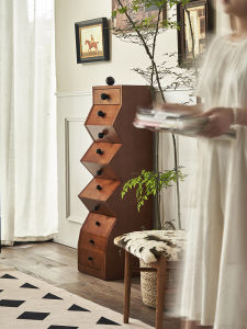 French Vintage Real Wood Chest of Drawers Creative Irregular Bedroom Living Room Storage Cabinet Hallway Bedside Table