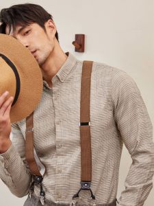 Mens Casual Plaid Shirt Spring Autumn Wedding No Ironing Required British Style Fashionable Outerwear Jacket for Youth