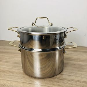 Flaw 316 Stainless Steel Integrated Three-Layer Steel Extra Thick 2.2mm Steamer Two-Layer Soup Pot Induction Cooker Neutral 24/26