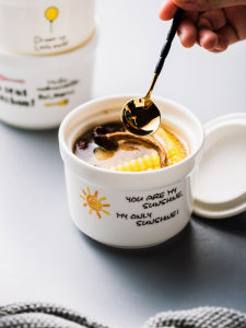 Small Size Ceramic Soup Pot with Lid for Home Use Water Separation Pigeon Nest Egg White Ginseng Soup Cooking Utensils