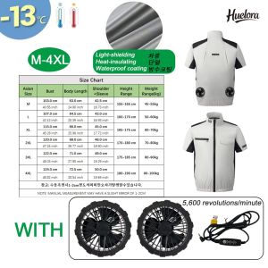 Huelora Summer Ice Vest Fan Jacket USB Refrigeration Air Conditioning Clothing Outdoor Heat Protection Fishing Work Short Sleeve