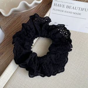 Elegant French Lace Hollow Wide Scrunchie Hair Band For Women Girls Sweet Hair Ornament Rubber Band Fashion Hair Accessories