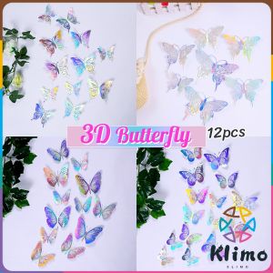 KLIMO Creative Hollow Butterfly DIY Art Home Wall Decor Wedding Birthday Decoration 12 Pcs/Set