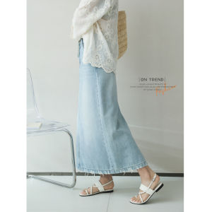 Slim Thin High Waist Casual Denim Midi Skirt