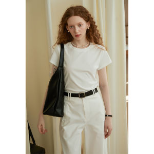 Basic Solid Color round Neck Short Sleeve T-Shirt Womens Summer New Style Inner Wear Layering Base Shirt Top Straight Tube