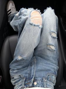 กางเกงยีนส์ขาดๆ สไตล์อเมริกัน ทรงหลวม กางเกงขายาวทรงตรง สำหรับผู้หญิง ฤดูร้อน 2025 กางเกงขายาวทรงขากว้างแบบลำลอง ทรงหลวม ทรงเอวสูง