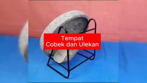 Tatakan Cobek Batu dan Ulekan / Tempat Cobek Besi