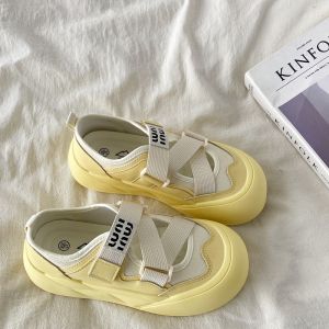 Xistu Thick Bottom Cute Magic Tape Canvas Shoes Womens Fall Breathable Casual Mary Jane White Shoes Fashionable Leisure