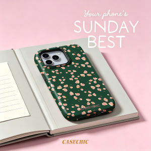Potdemiel | Pink Tulip Green For Case For iPhone 17 16 15 Pro Max TPU Anti-Scratch Outer Shell Raised Screen CaseChic