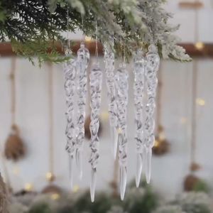 Sunlight 12Pcs Xmass Decoration Sale Set: Acrylic Icicle Christmas Decor Crystal Snowflakes Decoration Angel for Christmas Tree Ornaments Icicles Pendant Snow Flakes Decorations Top-rated Xmas Tree Decor & Crystal Christmas Decorations for Home